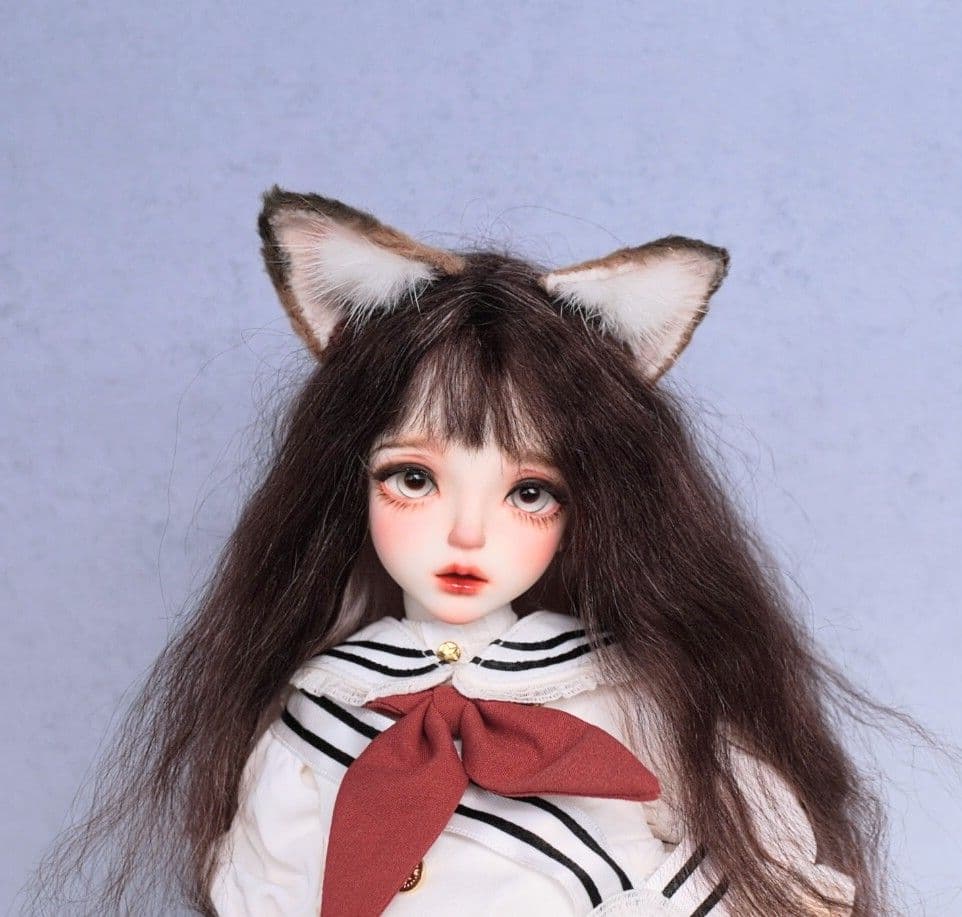 ドール用 猫耳 キツネ耳【黒茶】ケモ耳 1/3～1/4サイズ兼用 キャストドール