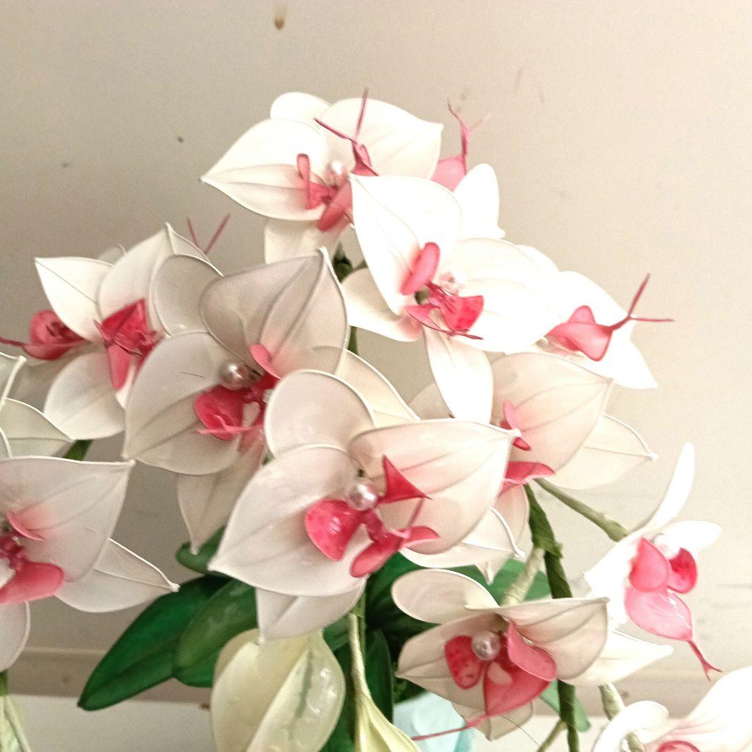 アメリカンフラワー　ディップフラワー　胡蝶蘭　白