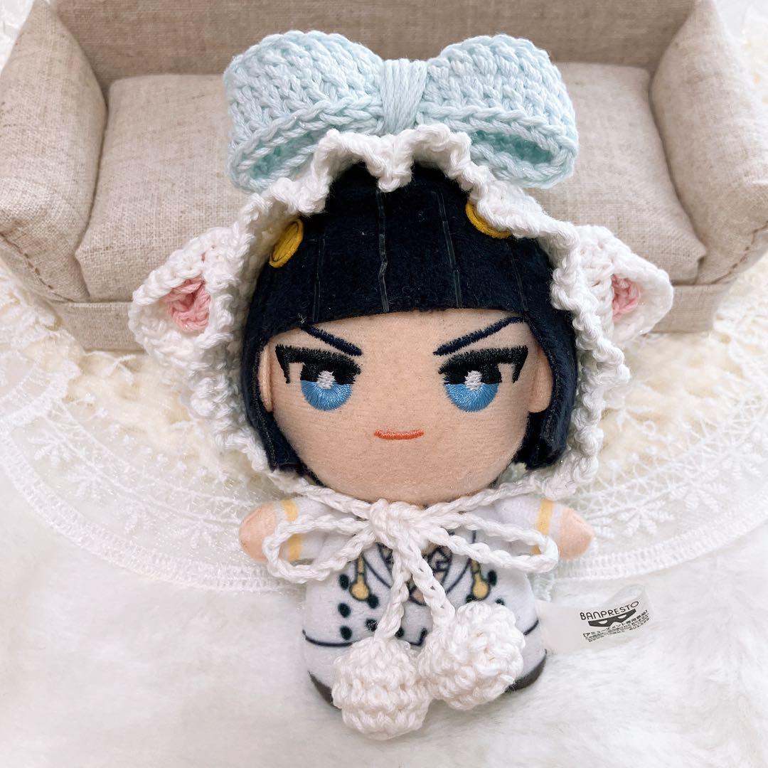 10㎝ ちびぐるみ　にじぱぺ　ぬい服　子ひつじちゃんボンネット　水色　8