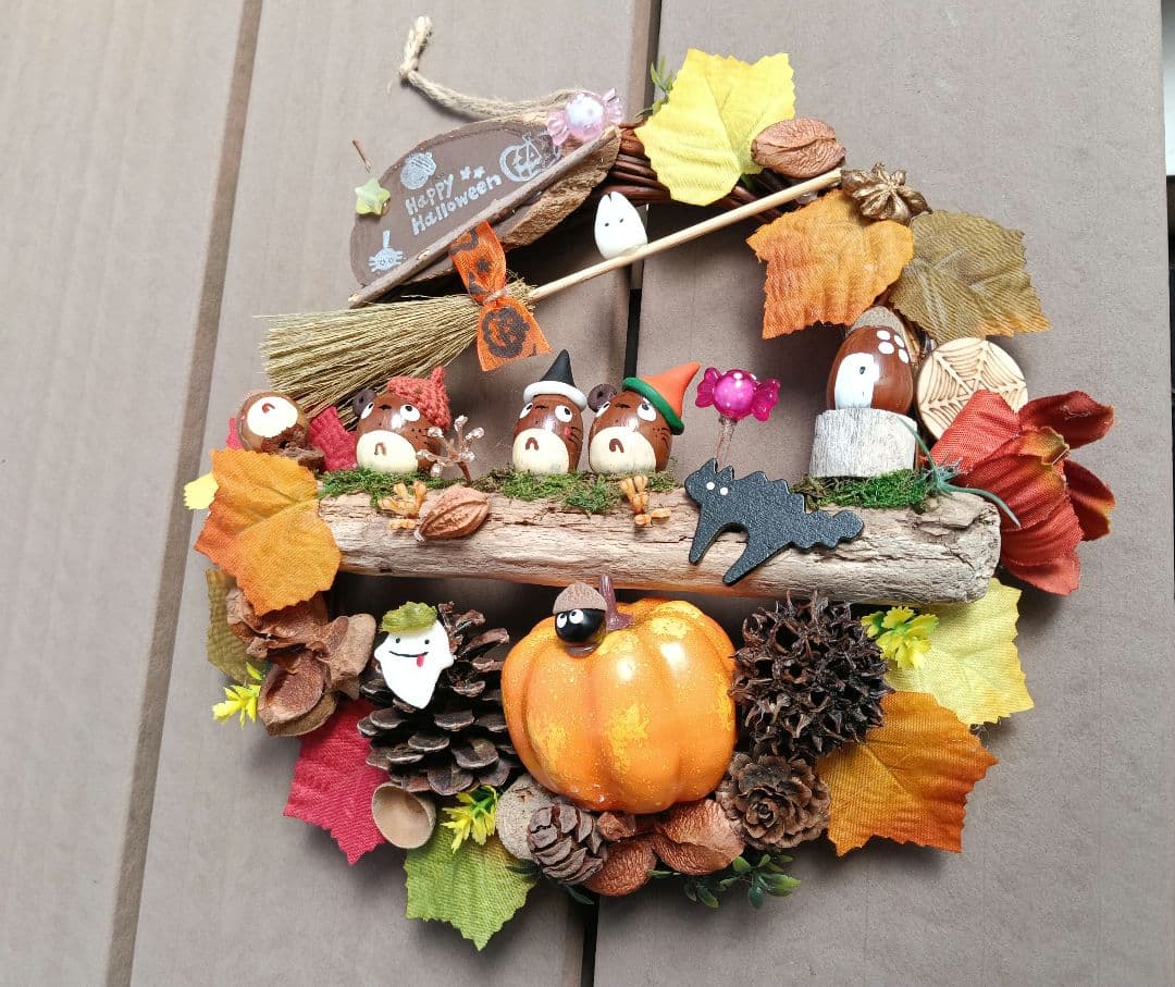 2点、専用です。✾どんぐりアート　ハロウィンのリース、ハロウィンの壁掛け✾