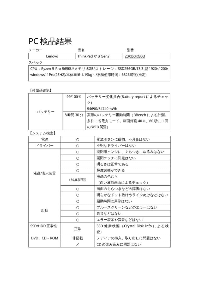 ThinkPad X13 Gen2 /メモリ8GB /Office