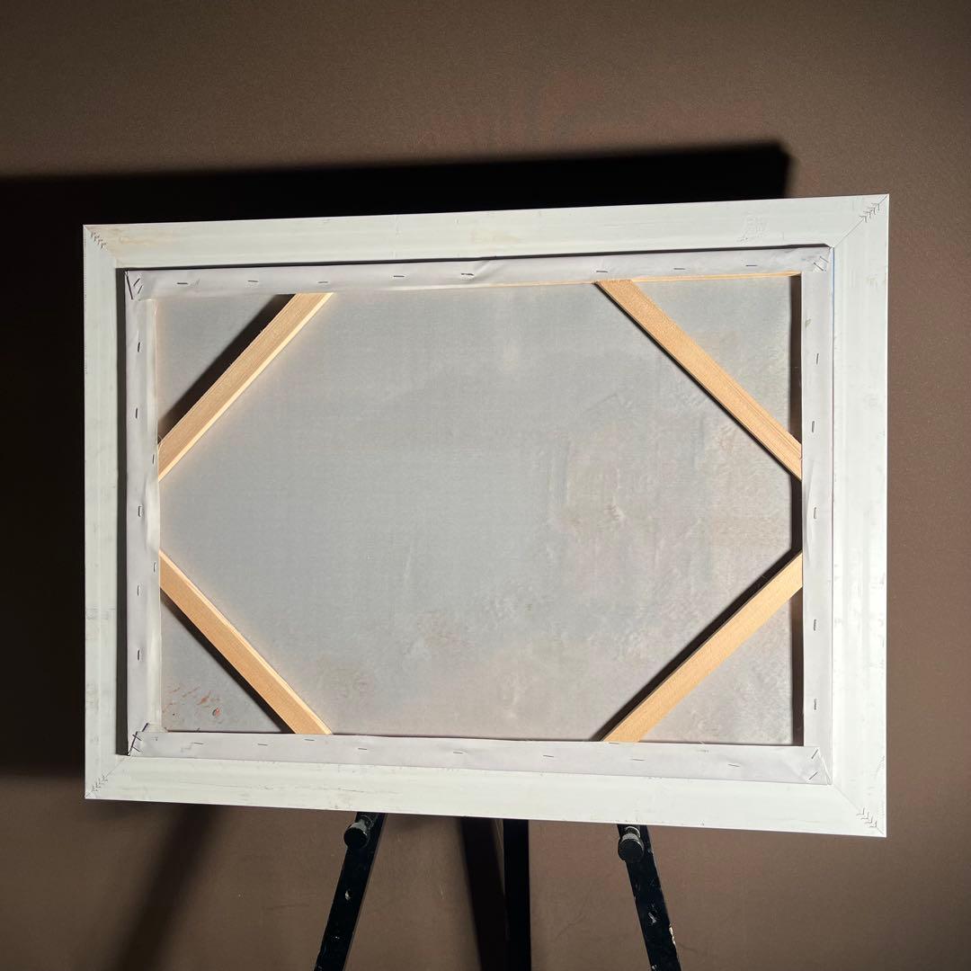 手書き油絵 地中海の風景 額付 肉筆絵画 インテリア 油彩画