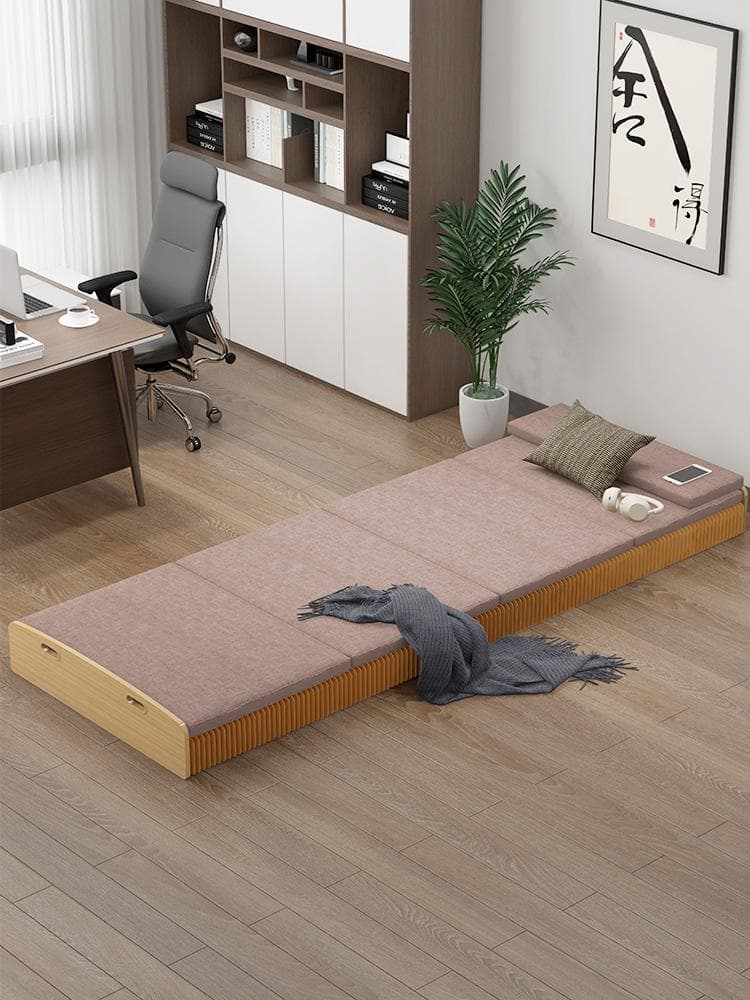 ペーパー折りたたみベッド幅100㎝高さ16㎝組立不要マットレス付き 一人暮らし