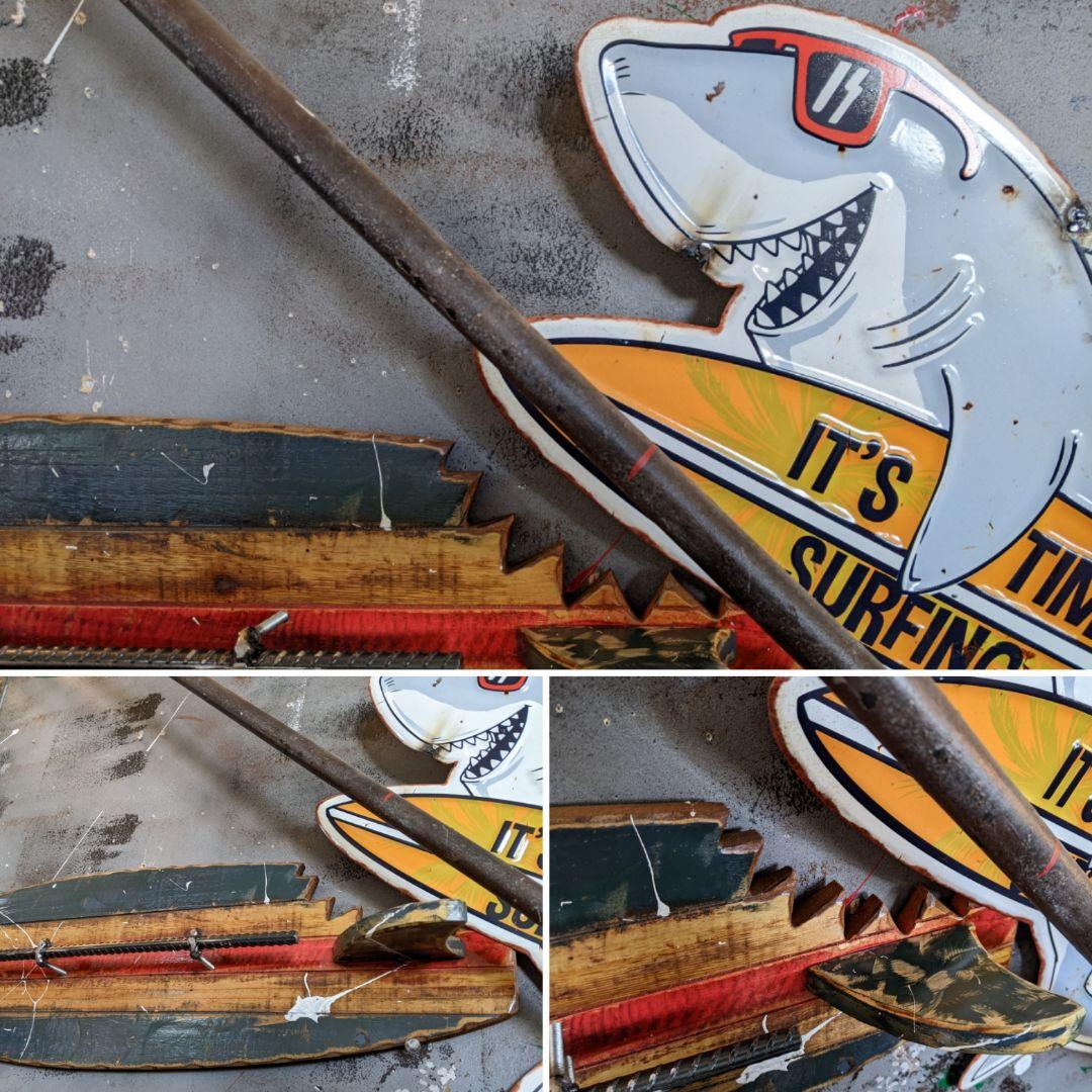 アメリカンヴィンテージ 壁掛け看板とアクセサリーホルダー ハンガーロッド