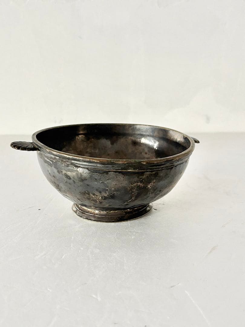 【フランスアンティーク】19世紀　　ピューター　持ち手付き　小鉢