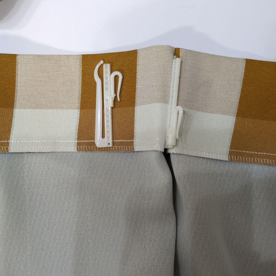 茶系オレンジ色と白のギンガムチェックカーテン