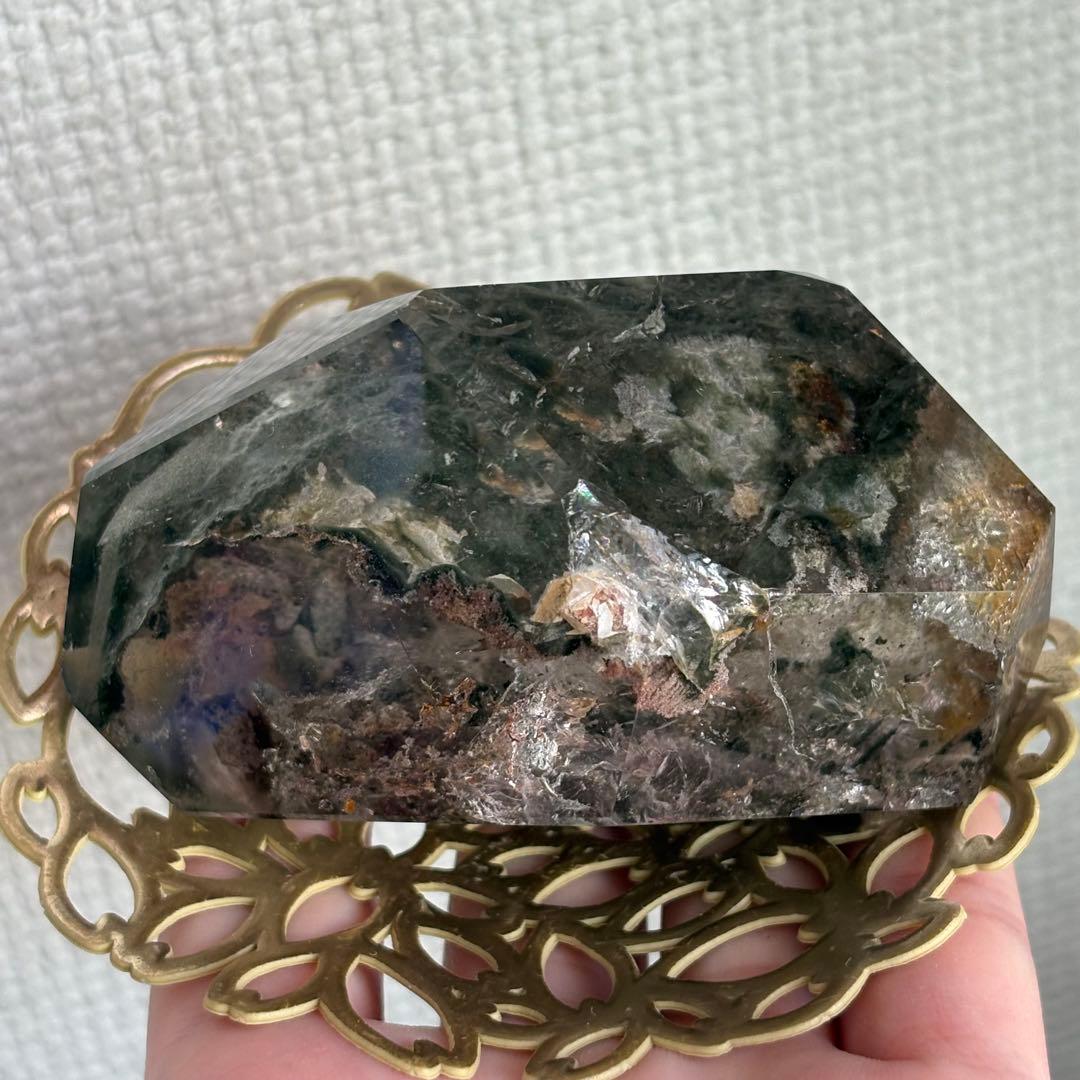 天然石 グリーン四季ガーデンクォーツ フリーフォーム置物285g