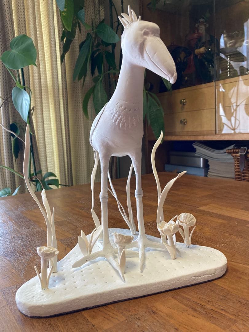 ハシビロコウ オブジェ　粘土　フィギュア 置物　ハンドメイド　鳥