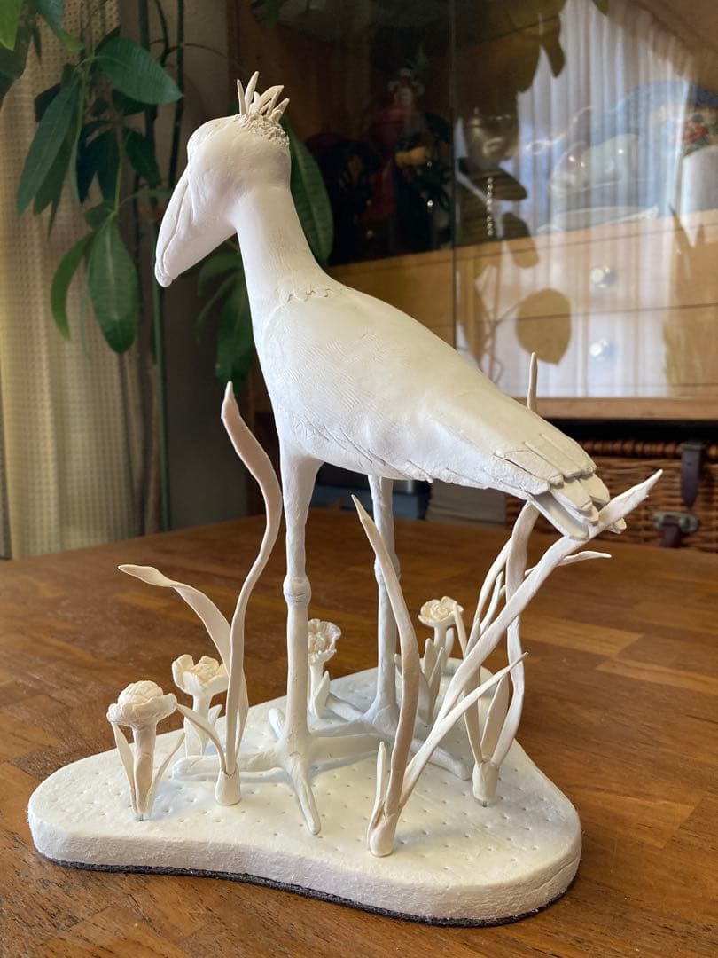ハシビロコウ オブジェ　粘土　フィギュア 置物　ハンドメイド　鳥