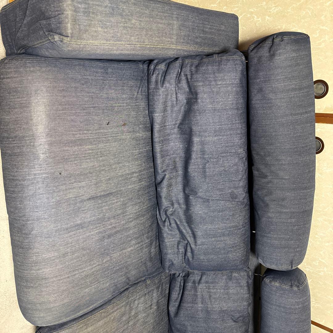 無印良品　ダークブルー 3人掛けソファ 厚手クッション