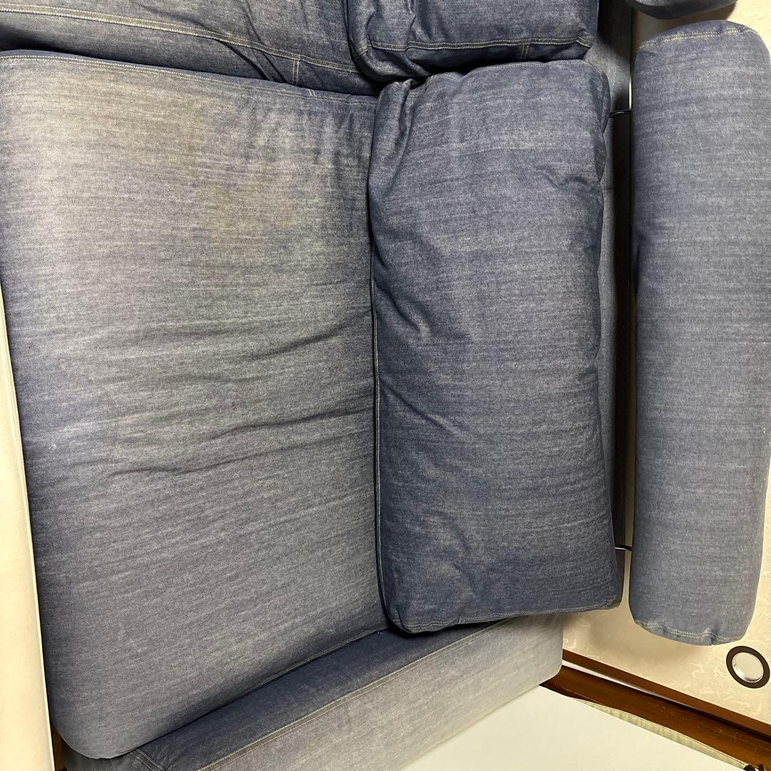 無印良品　ダークブルー 3人掛けソファ 厚手クッション