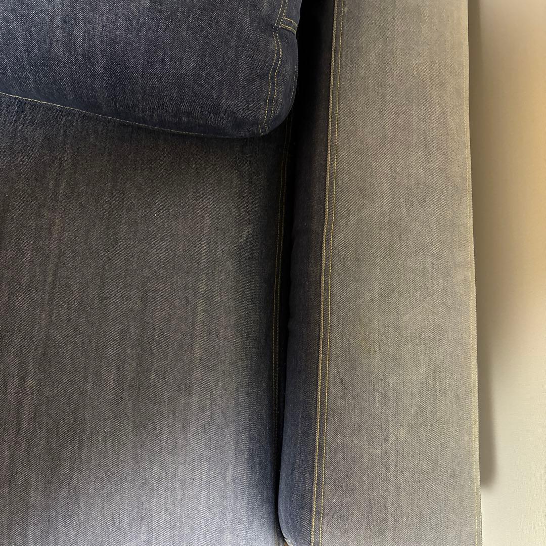 無印良品　ダークブルー 3人掛けソファ 厚手クッション