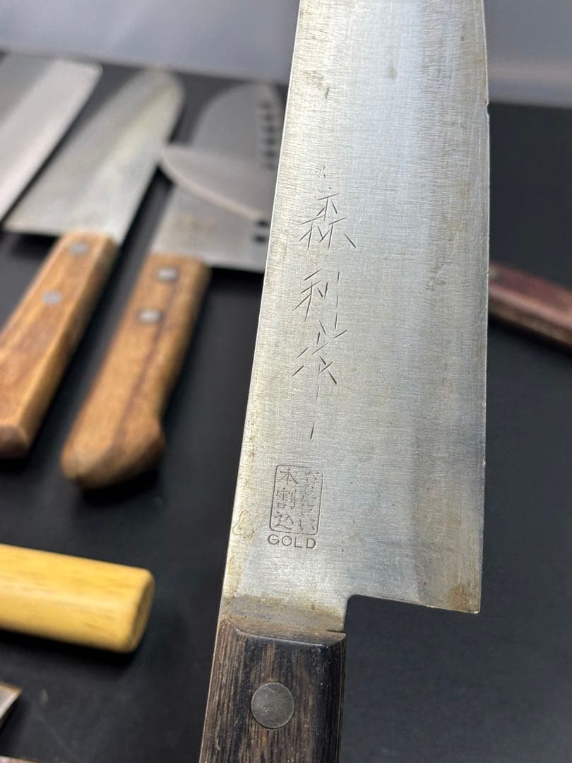 包丁まとめ 全て銘入り 柳刃 三徳 菜切り 出刃 在銘 京刃物 調理器具