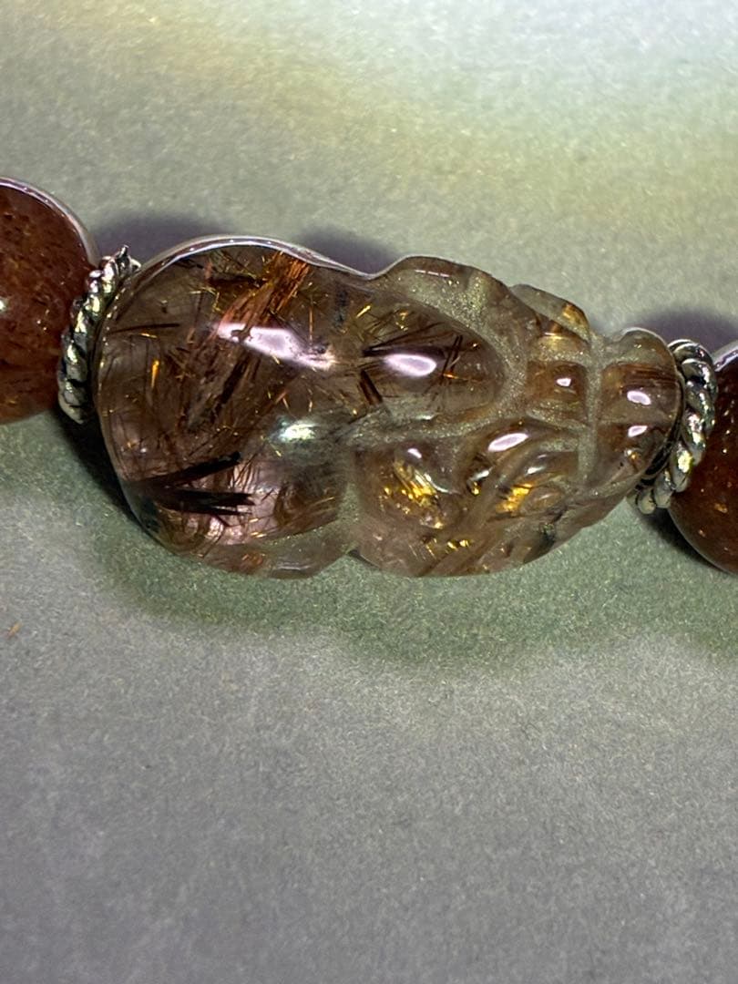 高品質 レッドルチルクォーツ ブレスレット 貔貅（ヒキュウ） 天然石