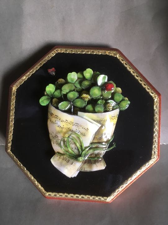 3-Dプレート　幸せを呼ぶクローバー