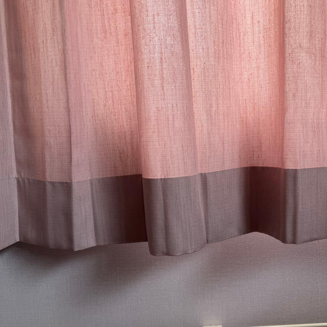 ☆サンゲツグレー＆くすみピンクのバイカラーオーダーカーテン2枚☆