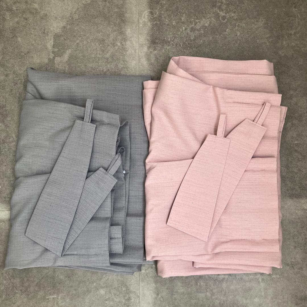 ☆サンゲツグレー＆くすみピンクのバイカラーオーダーカーテン2枚☆