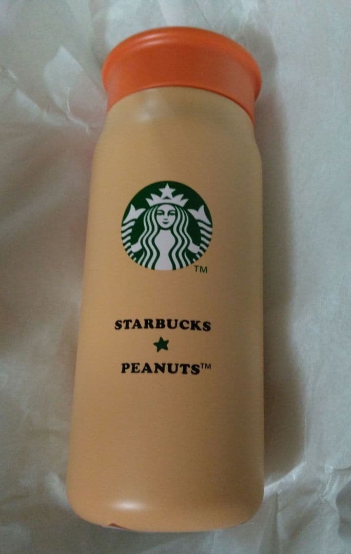 スターバックススヌーピー　ステンレスミニボトル　オレンジ