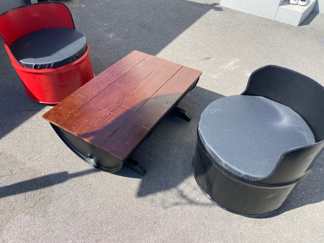 手作りドラム缶椅子テーブルセット