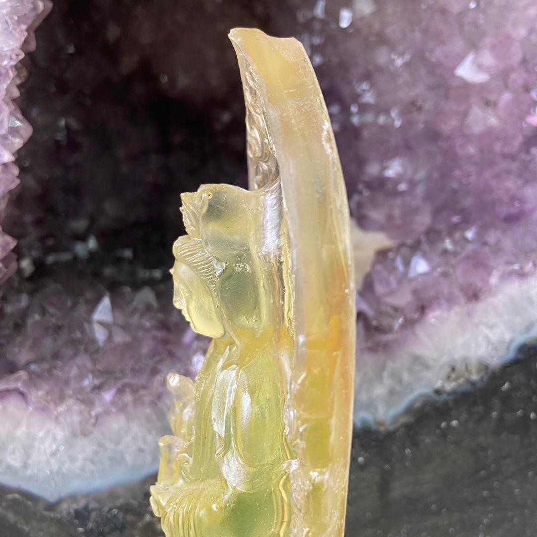 【パワースポットで浄化】観音像　レジン　イエロー