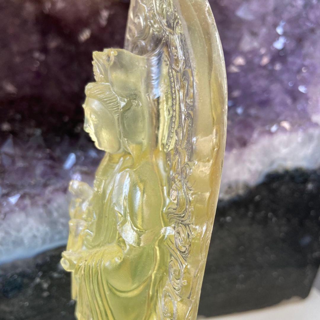 【パワースポットで浄化】観音像　レジン　イエロー