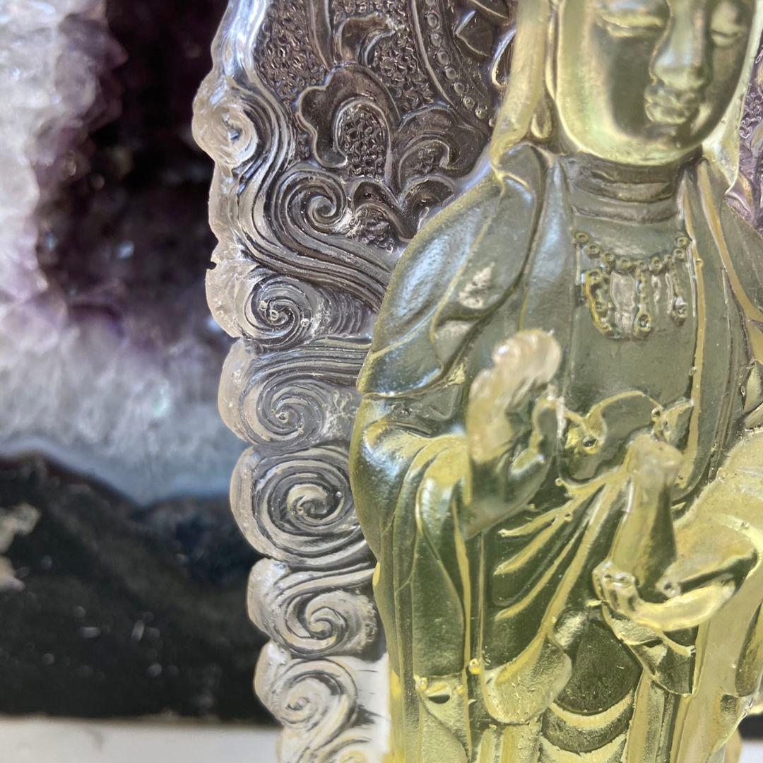 【パワースポットで浄化】観音像　レジン　イエロー