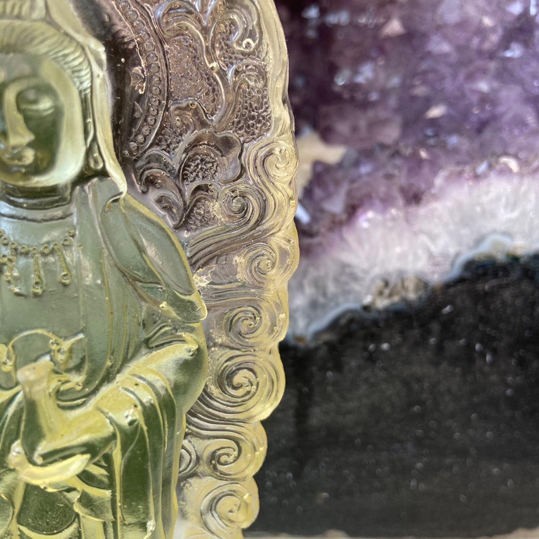 【パワースポットで浄化】観音像　レジン　イエロー