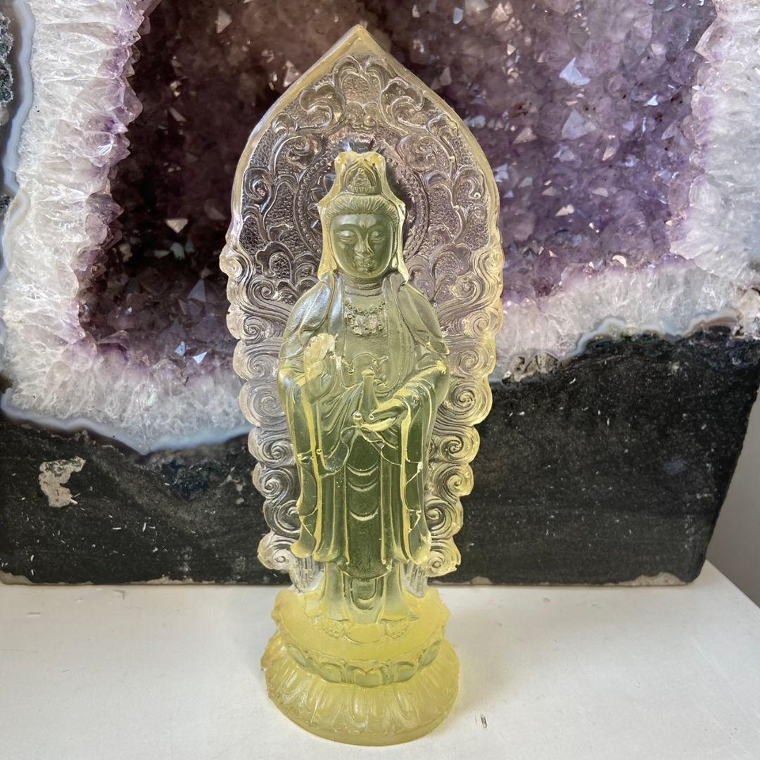 【パワースポットで浄化】観音像　レジン　イエロー