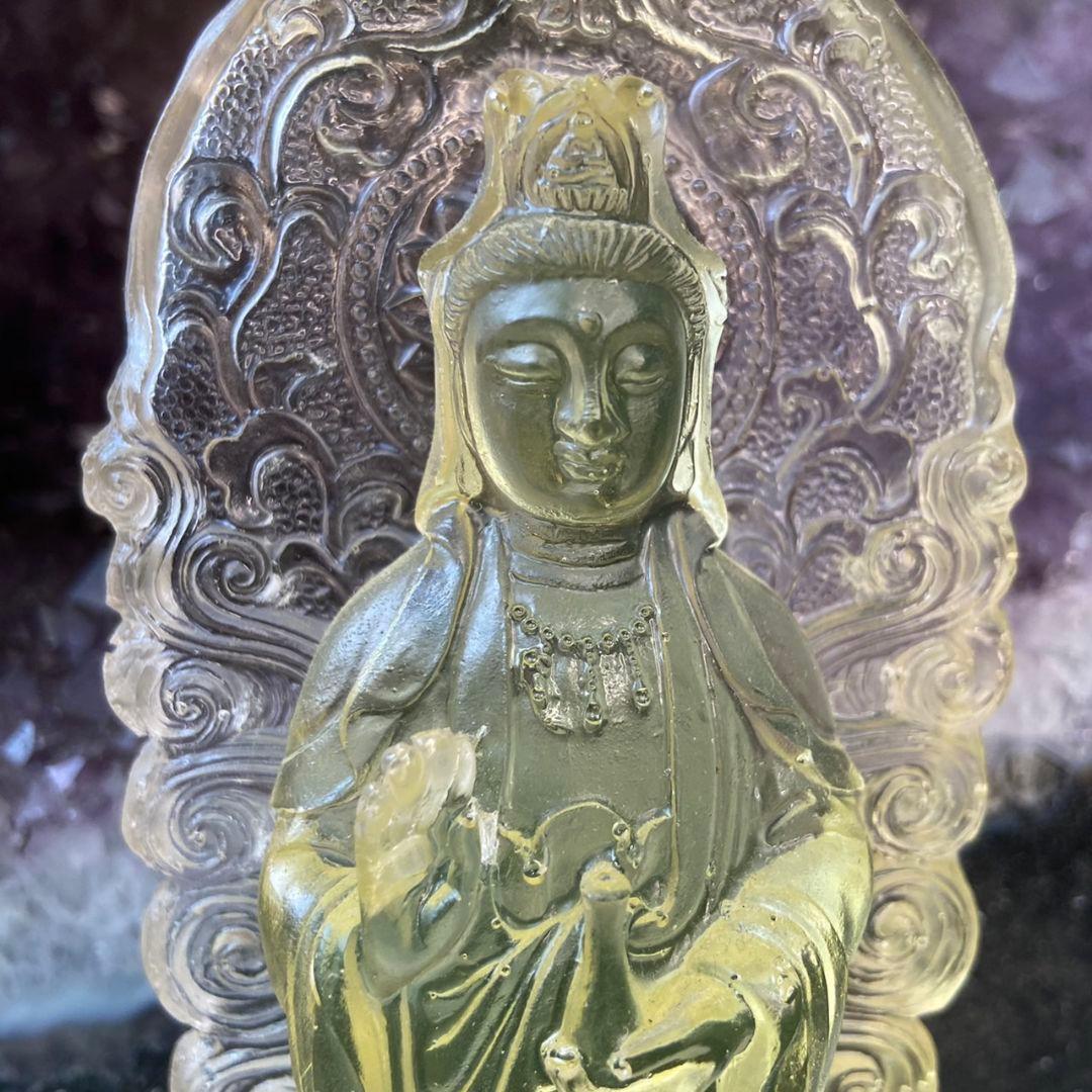 【パワースポットで浄化】観音像　レジン　イエロー