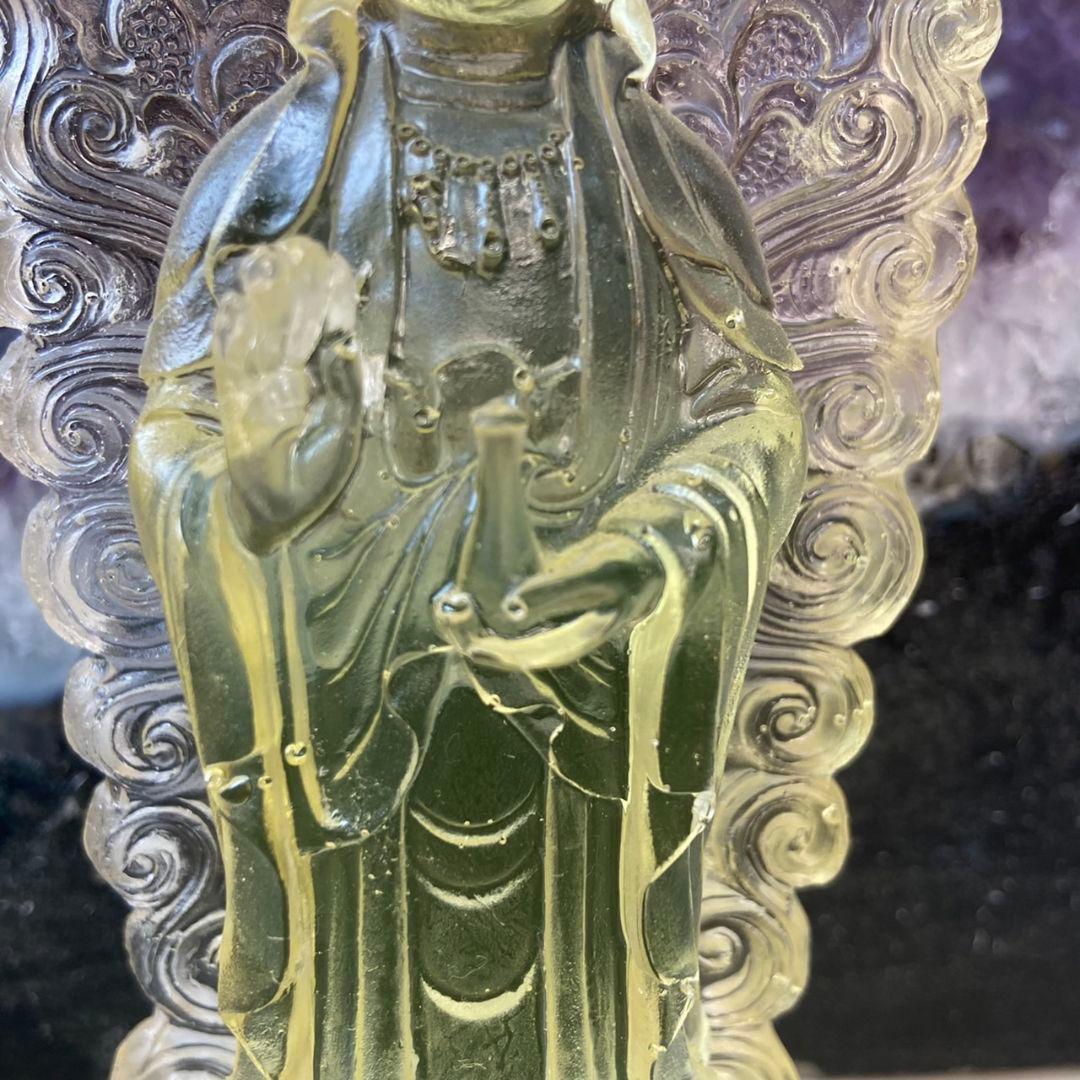 【パワースポットで浄化】観音像　レジン　イエロー