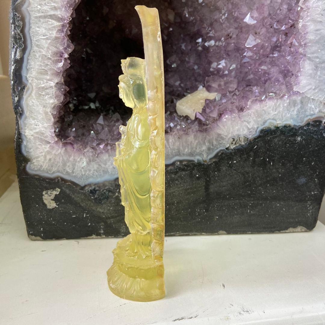【パワースポットで浄化】観音像　レジン　イエロー