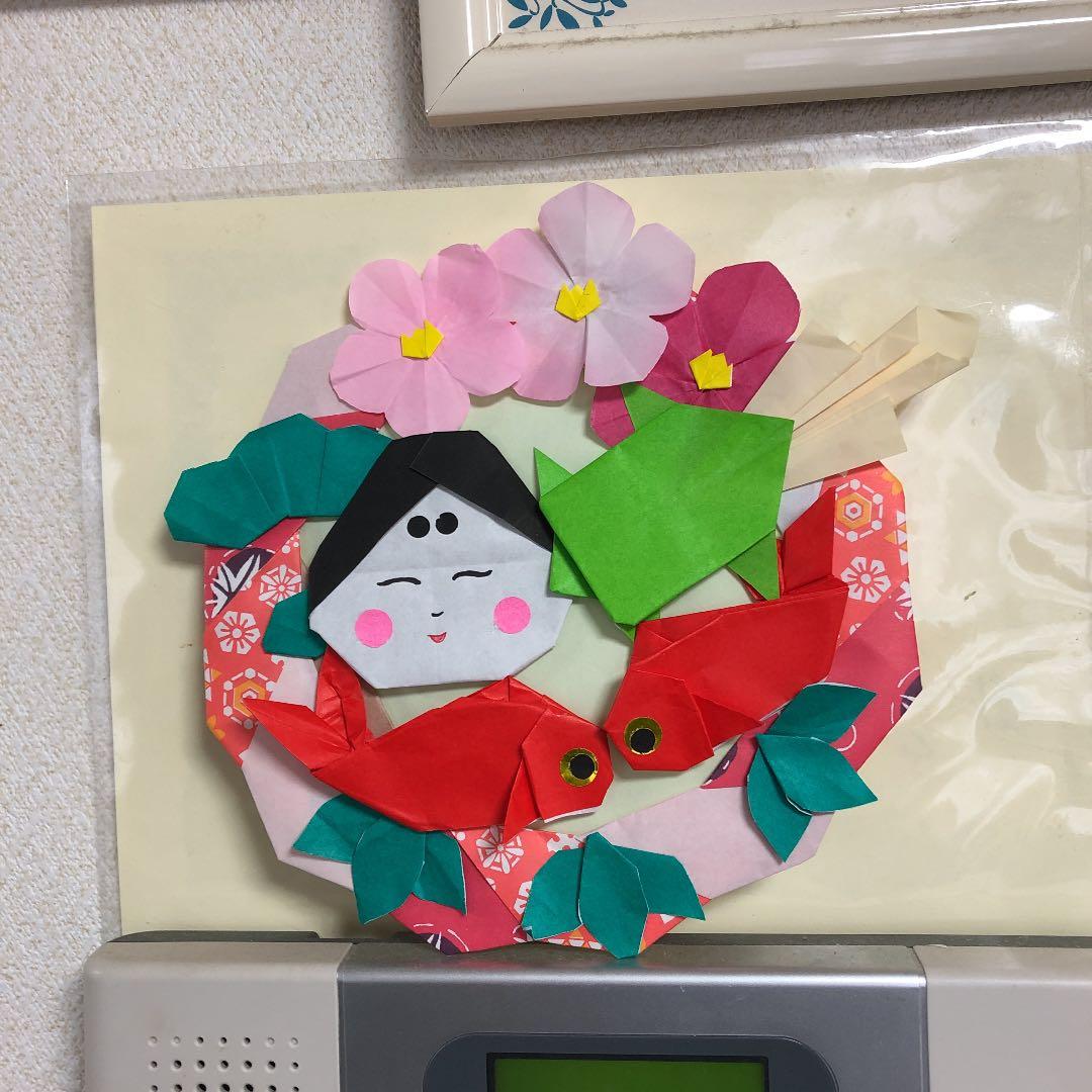 お正月リース　折り紙　お福