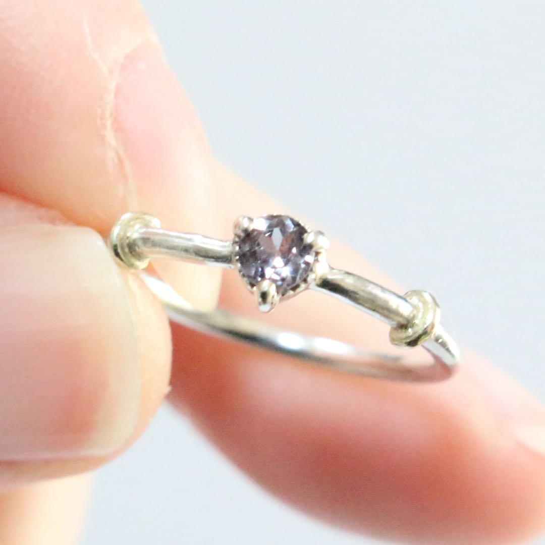 赤紫色✴︎ベキリーカラーチェンジガーネットK10小ワッカのシルバーリング10.5号