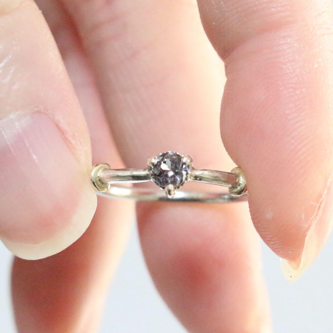 赤紫色✴︎ベキリーカラーチェンジガーネットK10小ワッカのシルバーリング10.5号