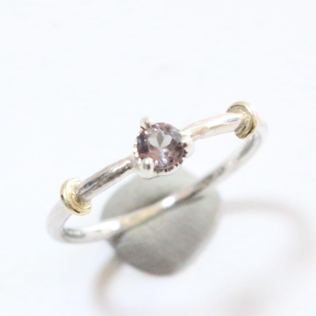 赤紫色✴︎ベキリーカラーチェンジガーネットK10小ワッカのシルバーリング10.5号