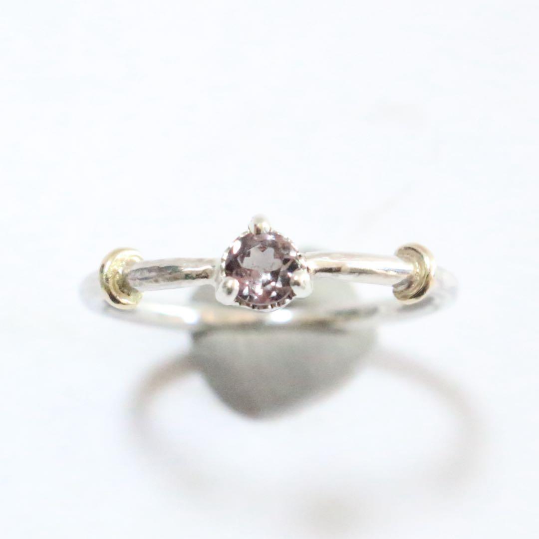 赤紫色✴︎ベキリーカラーチェンジガーネットK10小ワッカのシルバーリング10.5号