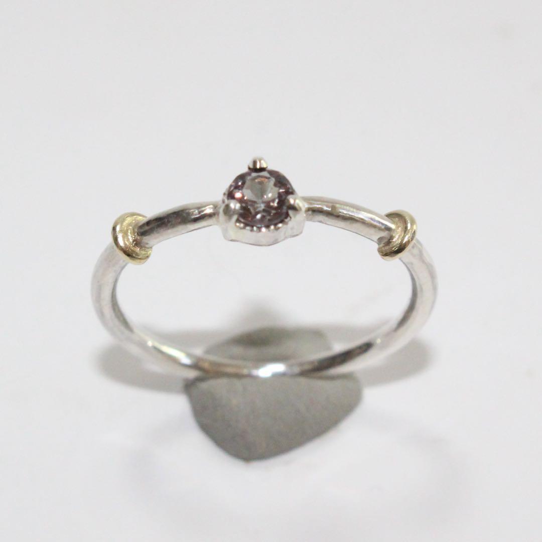 赤紫色✴︎ベキリーカラーチェンジガーネットK10小ワッカのシルバーリング10.5号