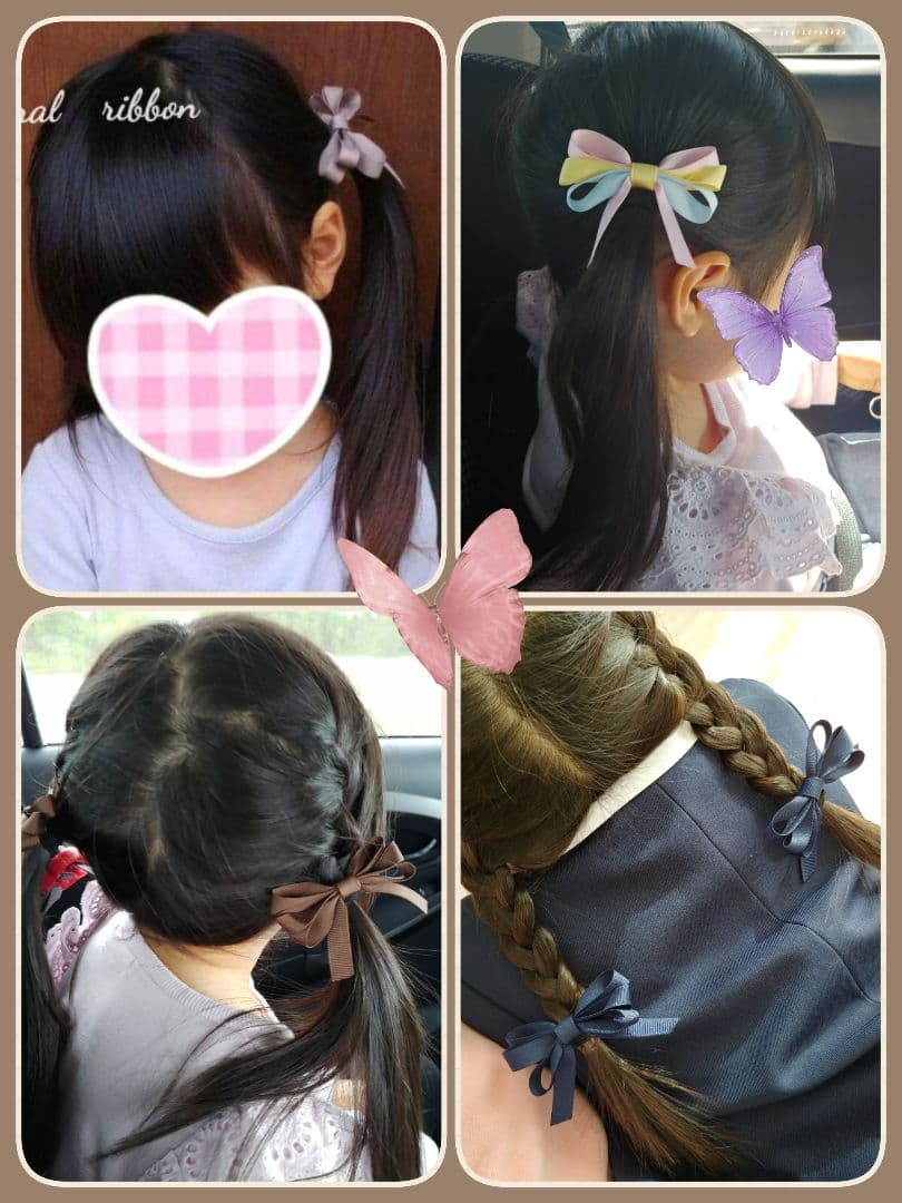 再販8【ボルドー】ナチュラルリボン♡ヘアゴム2個セット