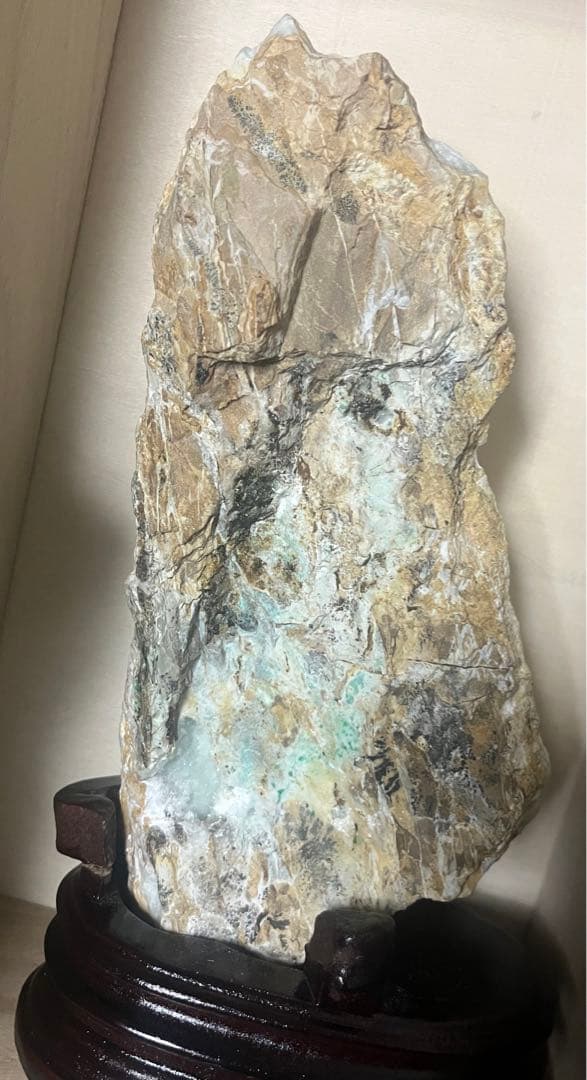 ブルーアラゴナイト 原石 台座　置物 鉱物1kg 海 天然石　ヘミモルファイト