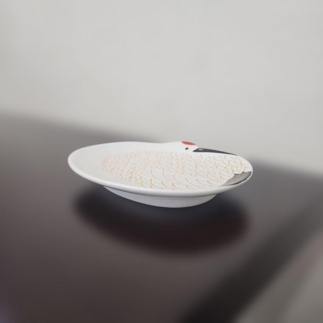 有田焼　幸楽窯　錦雪衣金羽鶴形　銘々皿　磁器　5枚セット　新品