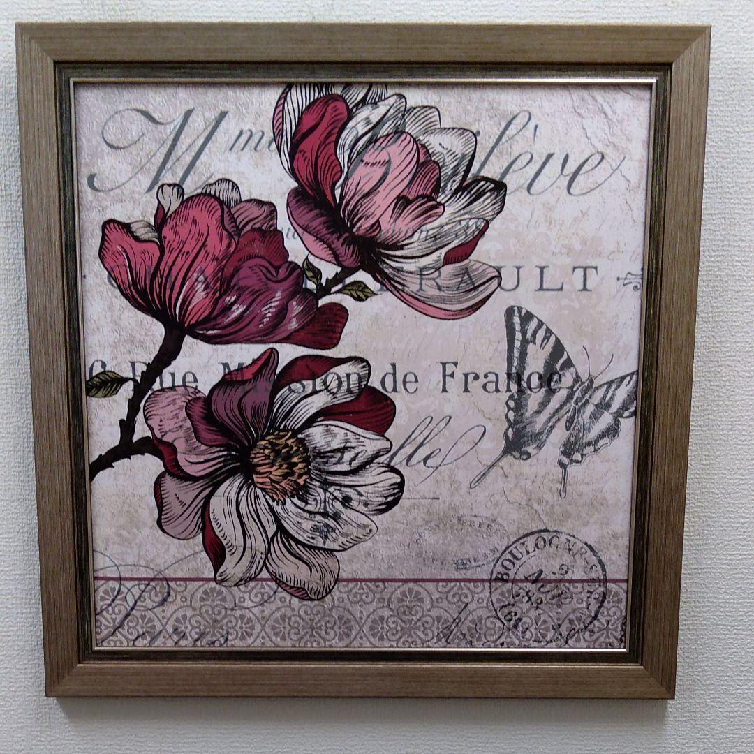 ポスター　立て　特寸法　花と蝶々　額装仕上げ品