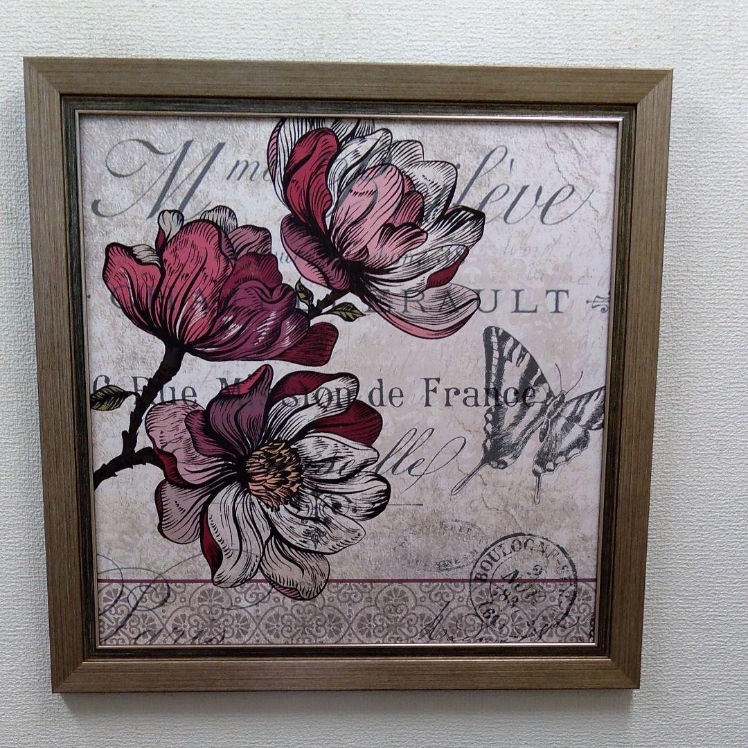 ポスター　立て　特寸法　花と蝶々　額装仕上げ品