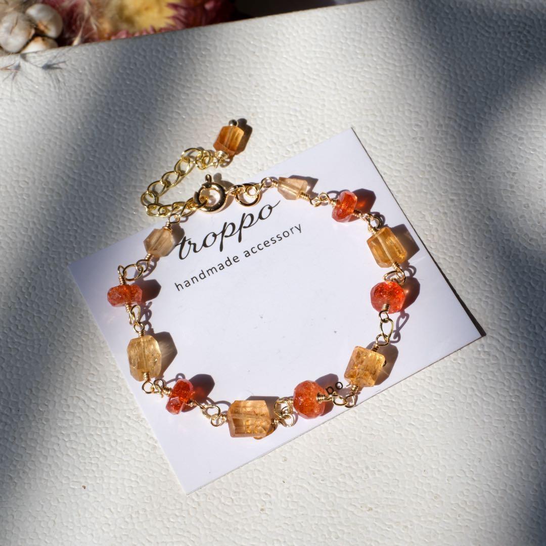 14kgfインペリアルトパーズ・サンストーンブレスレット