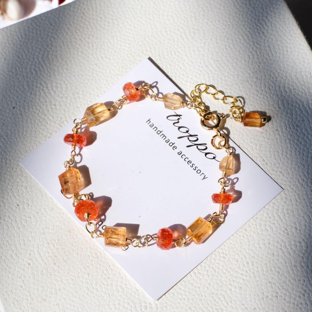 14kgfインペリアルトパーズ・サンストーンブレスレット