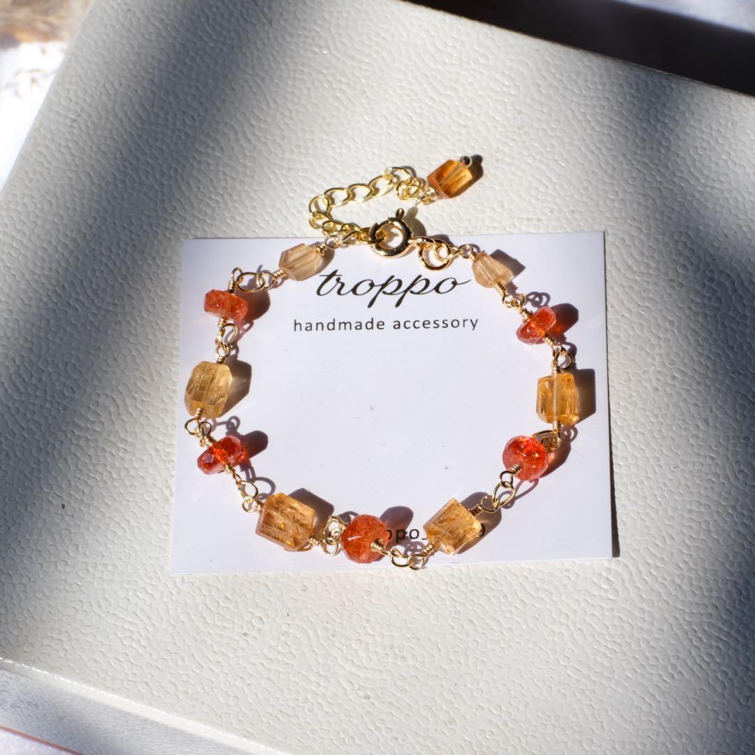 14kgfインペリアルトパーズ・サンストーンブレスレット