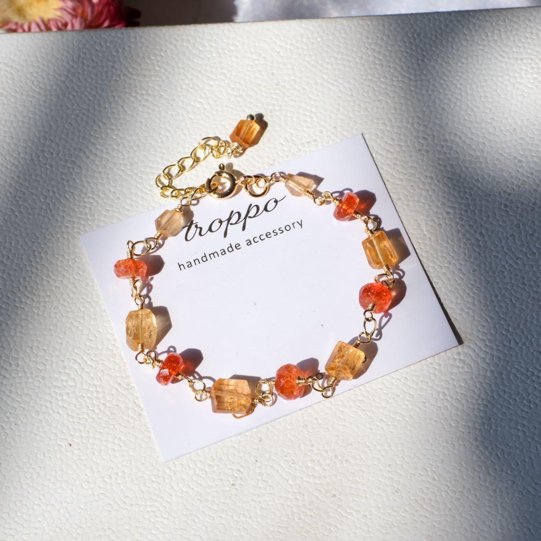 14kgfインペリアルトパーズ・サンストーンブレスレット