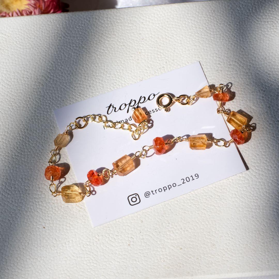 14kgfインペリアルトパーズ・サンストーンブレスレット