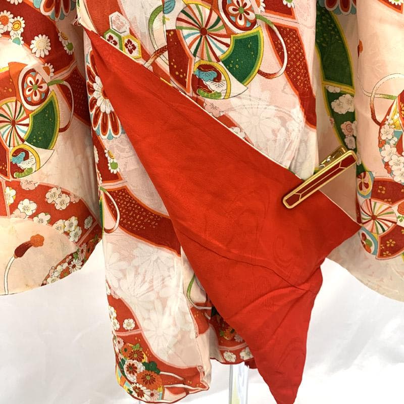 407ag19,小物類■七五三 七歳 アンティーク着物&開き帯 鞠 結び紐■良好