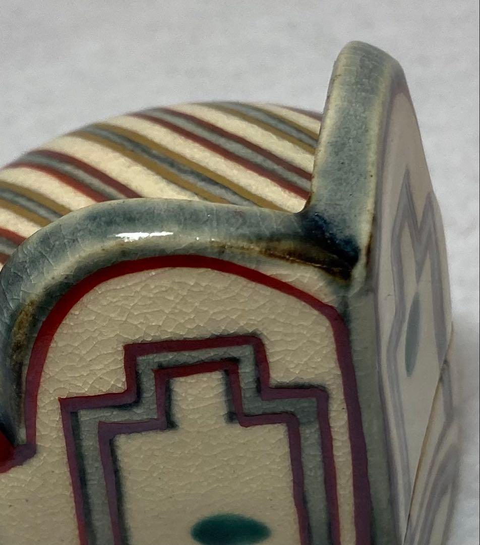 B319h 「絵安南冠○ 香合」清閑寺窯造　共箱　杉田祥平　京都　香道具茶道具