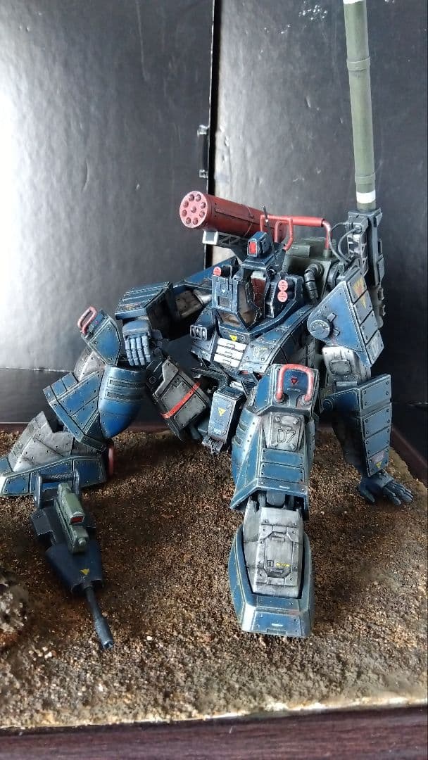 旧キットタカラ1/48ダグラム改造完成品 朽ちダグラムポーズ可能 ジオラマ付き